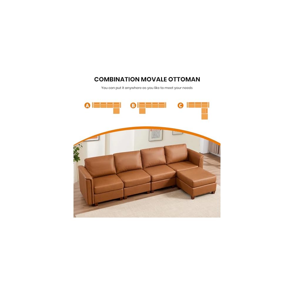 Modern Sectional Sofa,Faux Leather Modular Sectional Couchs with Storage