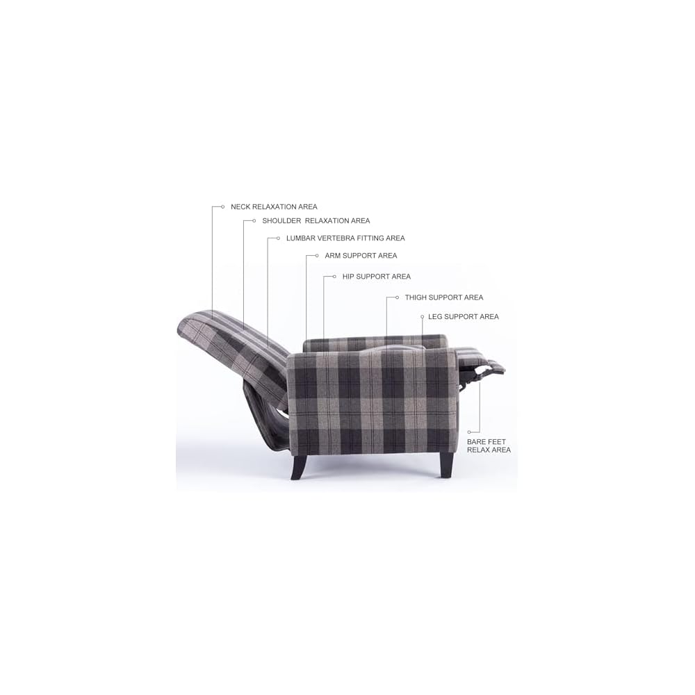 Modern Armchair Recliner - 150° Adjustable Backrest, Ergonomic Support, Easy Assembly | Stylish Textile Accent Chair for Living Room, Bedroom, Office | Ideal for Relaxation and Comfort (Gray)