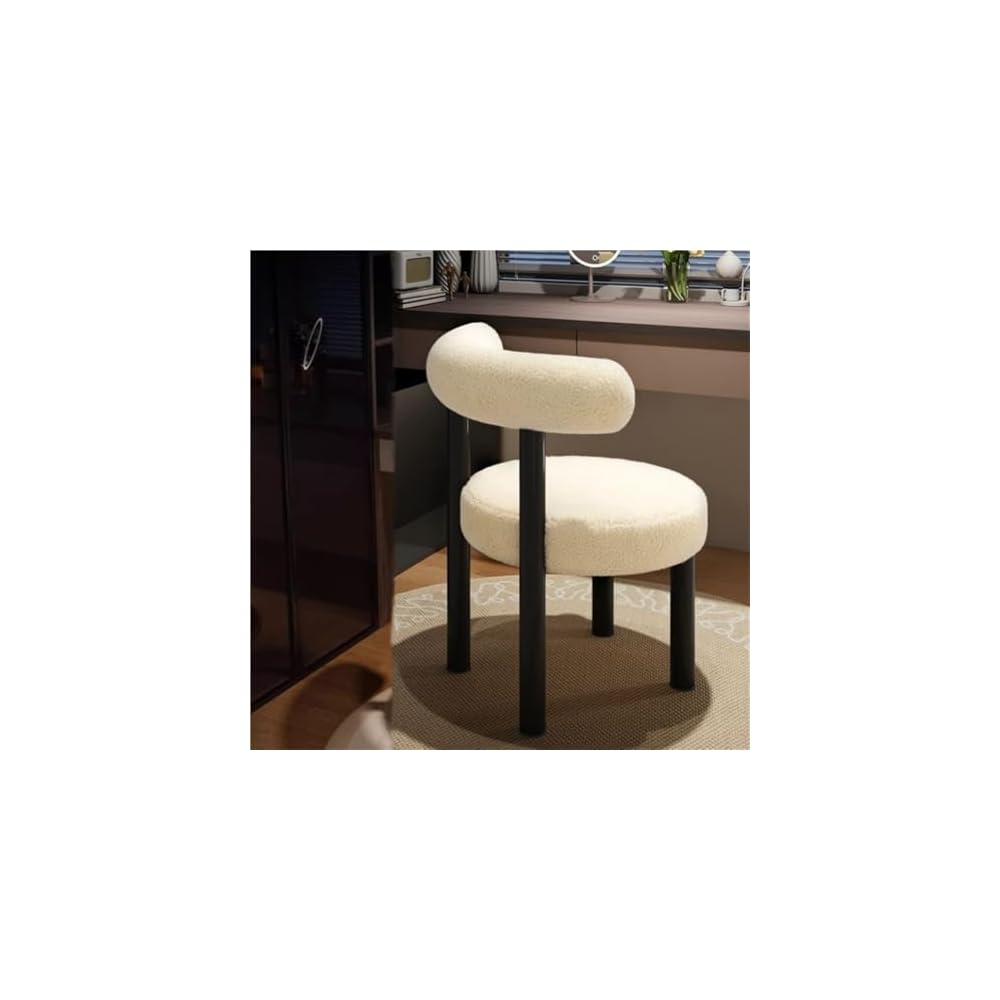 Luxury Makeup Stool, High-End Dressing Chair for Bedroom Vanity, Stylish White Dressing Table Seat, Elegant Makeup Fur for Home Decor