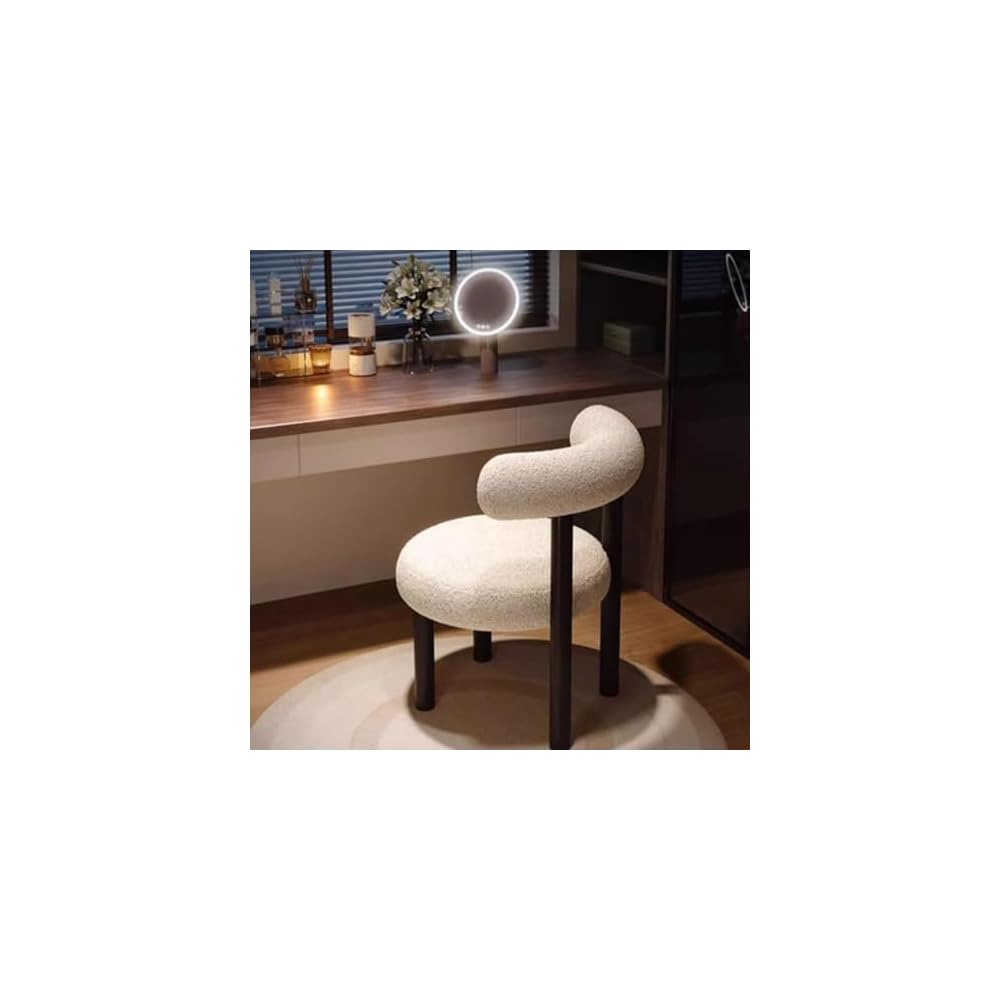Luxury Makeup Stool, High-End Dressing Chair for Bedroom Vanity, Stylish White Dressing Table Seat, Elegant Makeup Fur for Home Decor