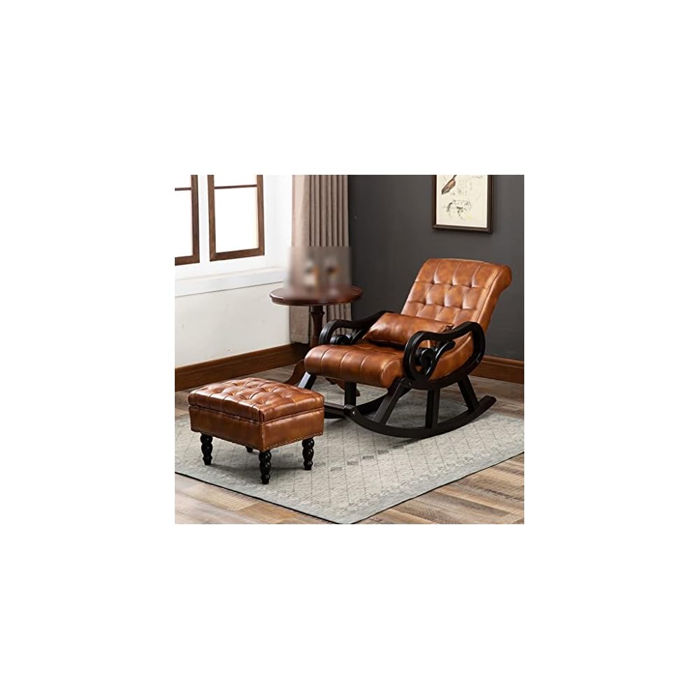 LSLYTQ Dark Green er Recliner Chair for Bedroom Living Room Ergonomic Single Lazy Rocking Armchair Upholstered
