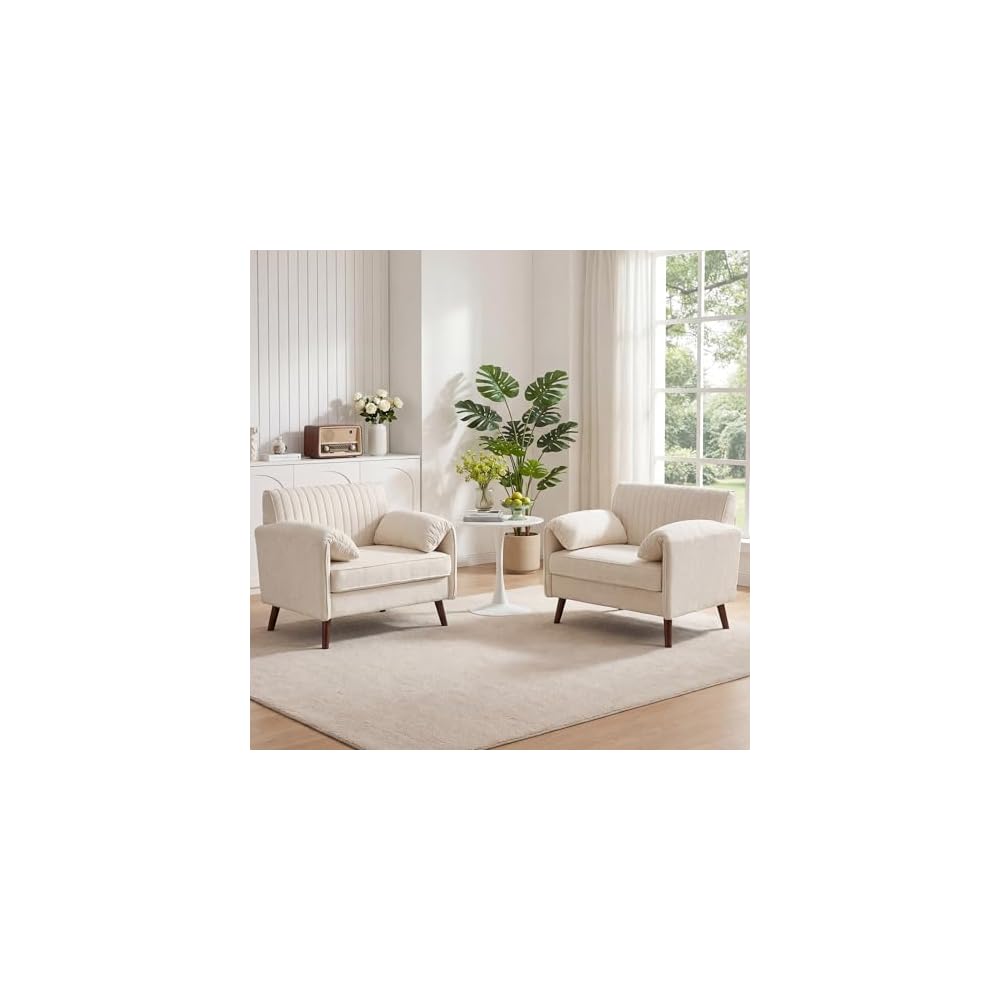 Modern Oversized Accent Reading Chair for Living Room, 43", Chenille, Beige
