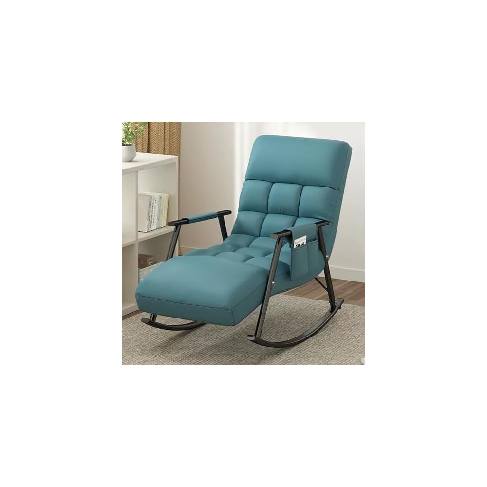 LSLYTQ Adjustable High Backrest Comfort Recliner Rocking Chair - Upholstered Recliner for Living Room and Bedroom - Relax Lounge Chair with Armrest Side Pocket
