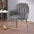 Makeup Chair, Faux Leather Arm Upholstered Vanity Chair, with Metal Legs Makeup Vanity Chair, for Living Room, Desk Makeup (Color : Dark Gray)