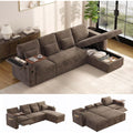 107.8'' Sleeper Sofa Bed, Recliner Pull Out Couches for Living Room, Khaki
